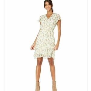 Sam Edelman Floral Shirred Skirt Flowy Sleeve Dress, size 12